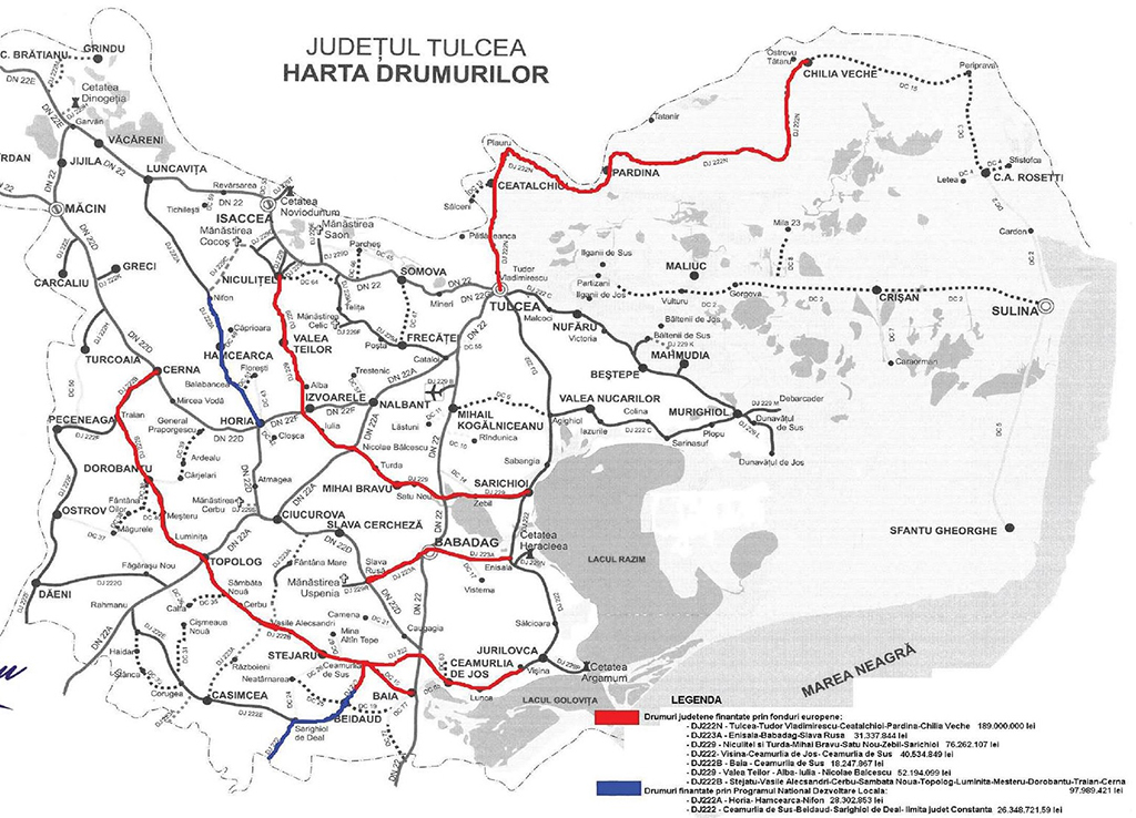 operation Democratic Party automaton Harta drumurilor județene din Tulcea care intră în reabilitare