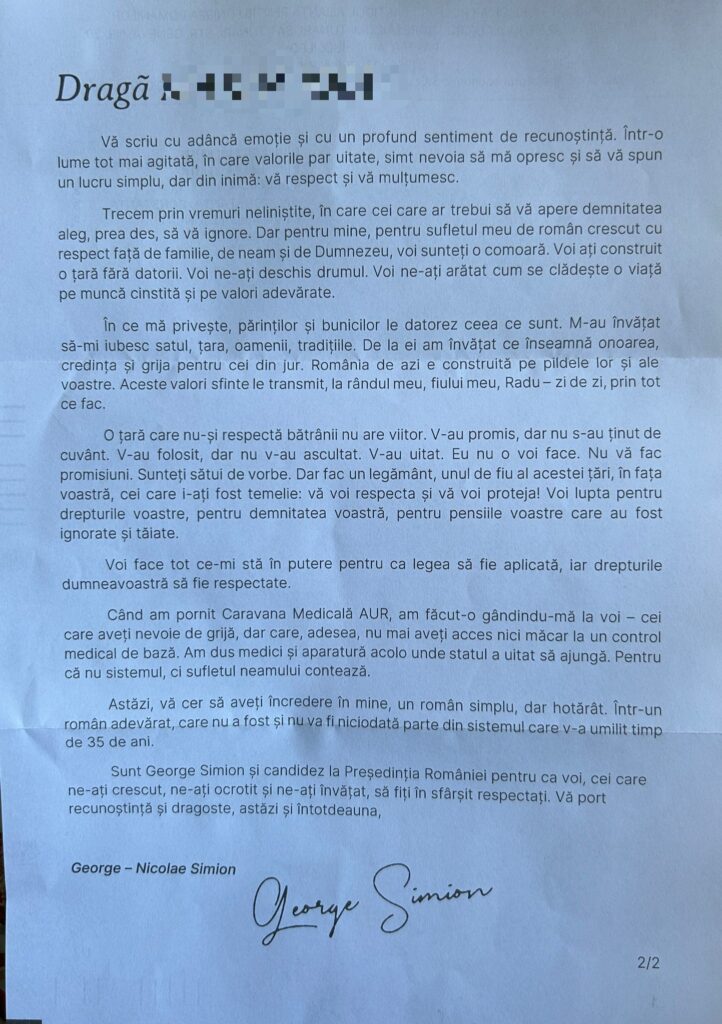 scrisoare george simion