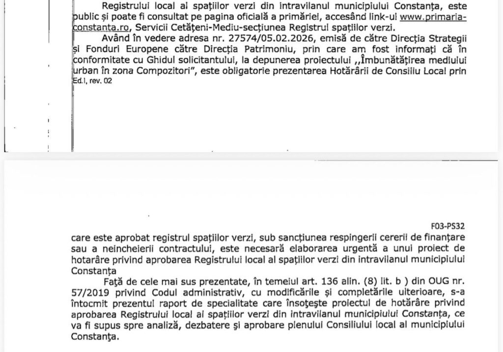 registrul spatiilor verzi