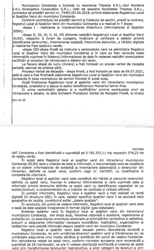 registrul spatiilor verzi