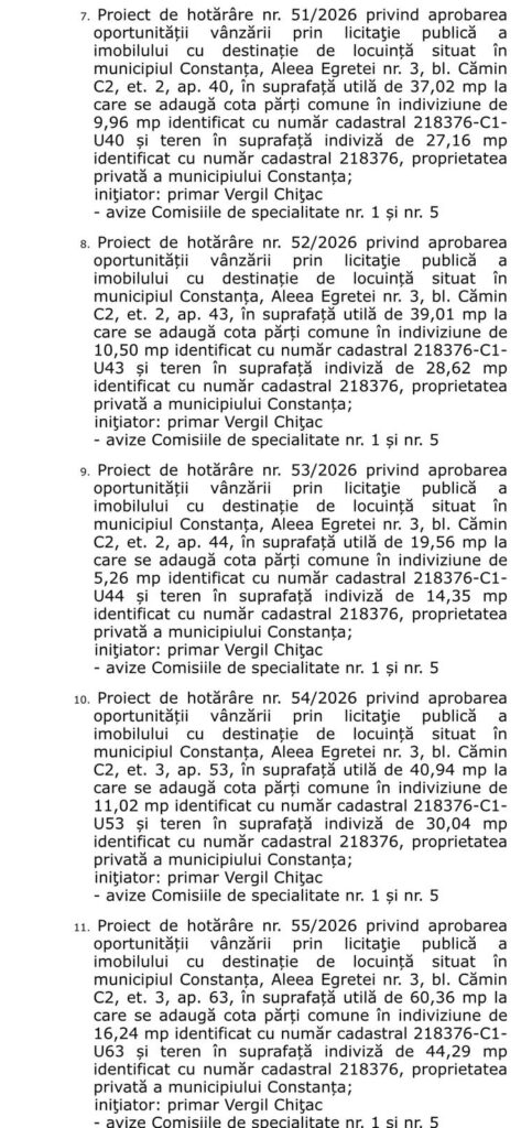 ordine de zi CL apartamente CET