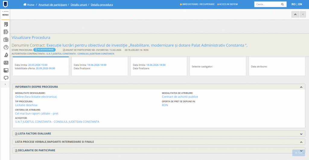 licitatie casa alba constanta