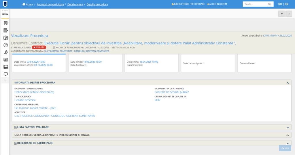 reabilitare palat administrativ constanta